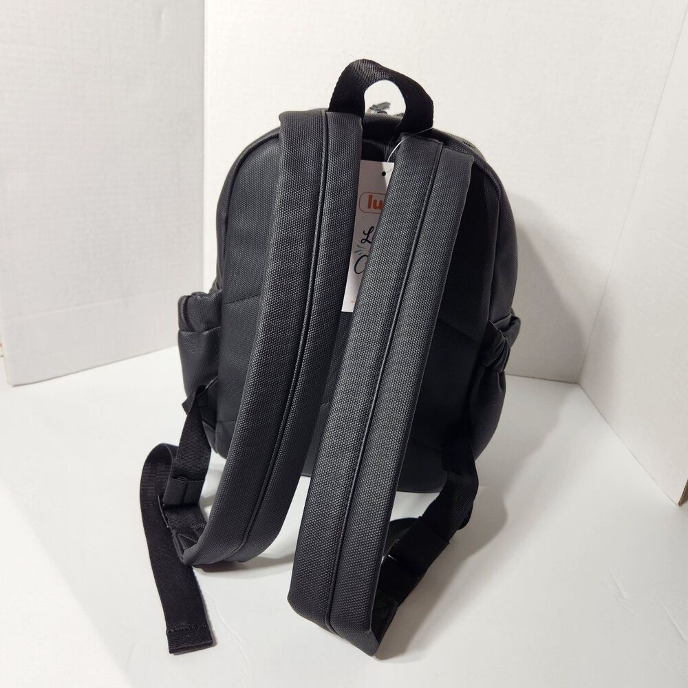 LUG Matte Luxe Cargo Mini Backpack Volley Black Vegan Faux Leather Top Handle - Picture 3 of 16